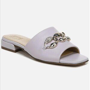 NATURALIZER Angie Womens Leather Square Toe Slide Sandals In Iced Lilac (Wide)